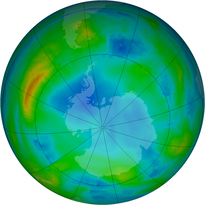 Antarctic ozone map for 16 June 2003